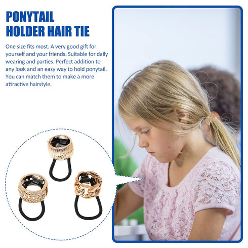 Lurrose Gold Ponytail Cuff, High Ponytail Holder Hair Ties, 6 Pcs Punk Gothic Elastic Hair Rope