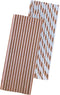 Rose Gold Solid and Stripe Foil Paper Straws, 7.75 Inches, 50 Pack by Outside the Box Papers