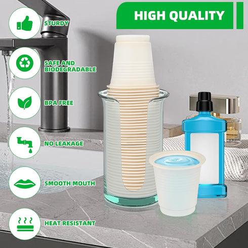 SHAUMN 3 oz Cups,100pcs Compostable Disposable Bathroom Mouthwash&Rinse Small Snack Cups for Kids,Mini Drinking Cups