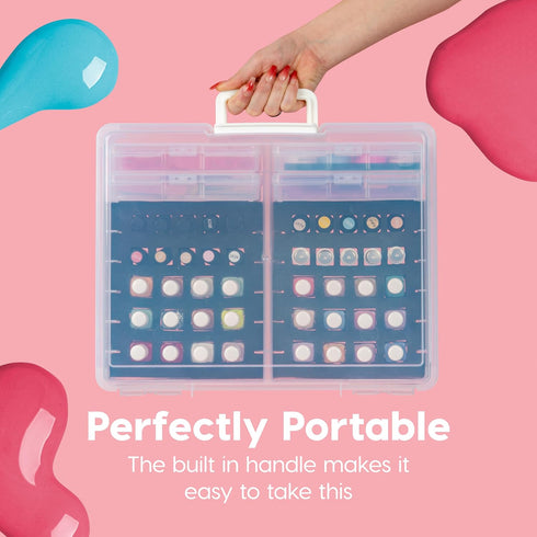 IRIS USA Cosmetic Train Case Nail Polish Organizer with 4 Inner Cases, 2-Pack Portable Storage Box for 44 Bottles -