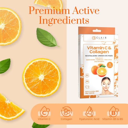 Vitamin C & Collagen Under Eye Patches, Anti-aging Cooling Eye Pads to Diminish Dark Circles & Puffiness