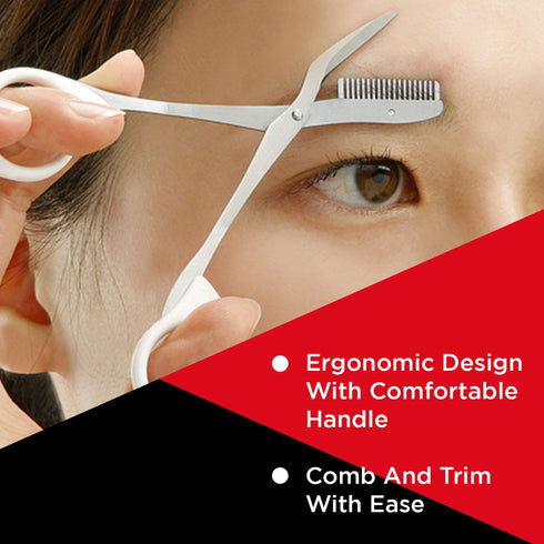 Seki Edge Eyebrow Scissors Comb (SS-605) - Stainless Steel for Trimming Eyebrows, Beards, & Mustaches