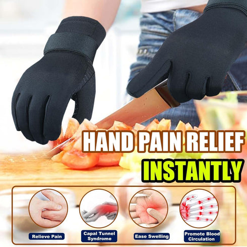 Copper Arthritis Compression Gloves for Pain Relief, Full Finger Compression Hand Glove with Wrist Strap, Large/X-Large