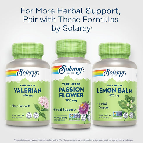 SOLARAY Passion Flower Capsules 700 mg - Vegan, Non-GMO, Lab Verified - 100 VegCaps, 50 Servings, 60-Day Guarantee