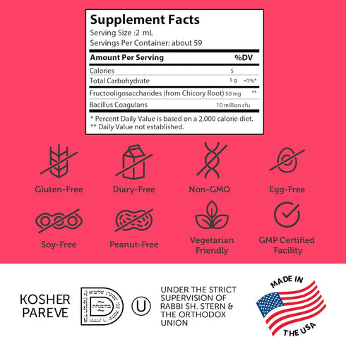 Zahler Kidophilus Liquid Drops Probiotics for Kids - 4 Fl Oz - Fruit Punch Flavored Probiotic Drops