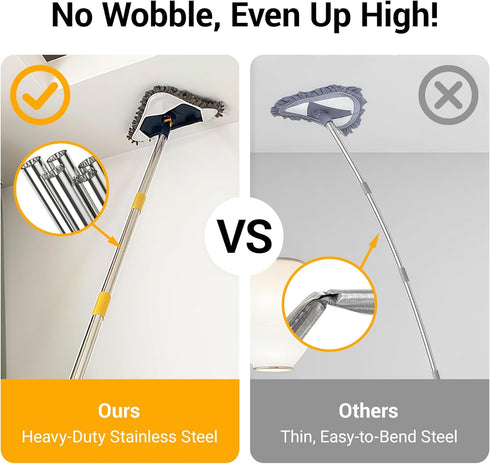 YURIGO Kozeedom 7-in-1 Set 7 Wall Cleaner, Triangle Mop with Replaceable Heads and Adjustable Long Handle for Walls