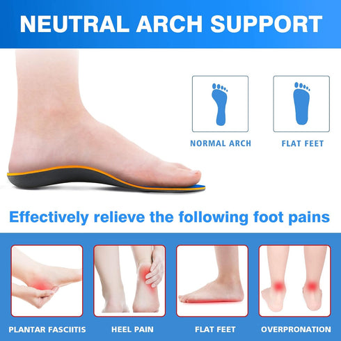 Kelaide Arch Support Insoles - Relief Plantar Fasciitis, Comfort Orthotic Inserts for Flat Feet, Shoes Insoles for Men