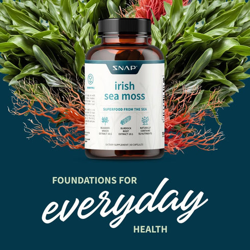 Irish Sea Moss Capsules w/Bladderwrack, Burdock Root & Iodine - 60 Capsules for Mood, Immunity & Digestion Support