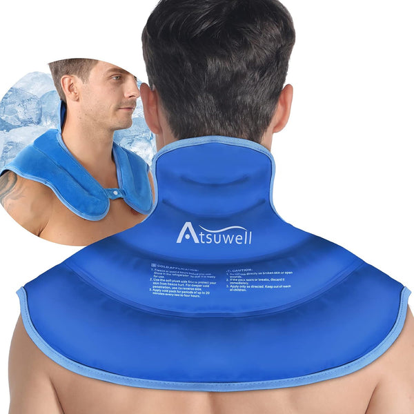 Atsuwell Ice Pack for Neck and Shoulders - Reusable Gel Cold Compress Therapy for Injuries