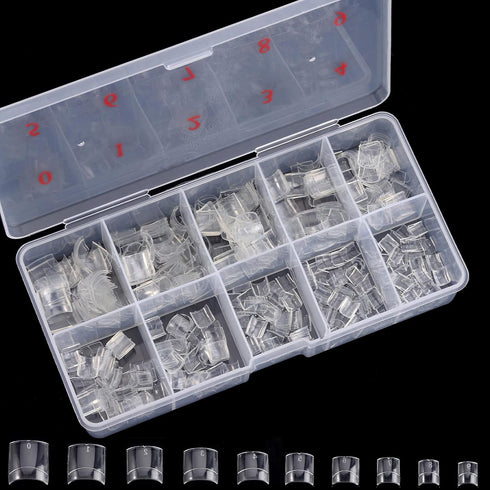 Square Nail Tips Half Cover, 500Pcs Clear Acrylic French Short False Nails with Box