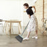 kelamayi Upgrade Broom and Dustpan Set, Large Size Stiff Broom with Long Handle for Indoor Outdoor Use (Green)