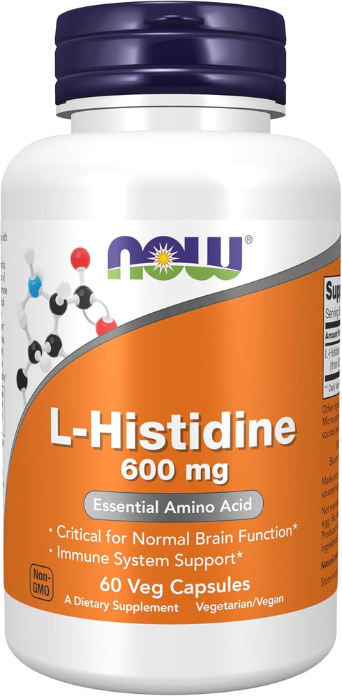 NOW L-Histidine 600 mg - 60 Veg Capsules