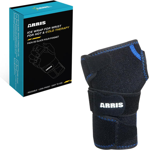 Wrist Ice Pack Wrap for Carpal Tunnel Relief, Hand Support Brace with 2 Reusable Gel Packs for Injuries