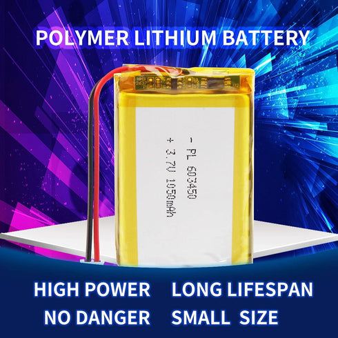 3.7V 1200mAh Battery 603450 Lithium Polymer Ion Rechargeable Li-ion Battery with 2P PH 2.0mm Connector