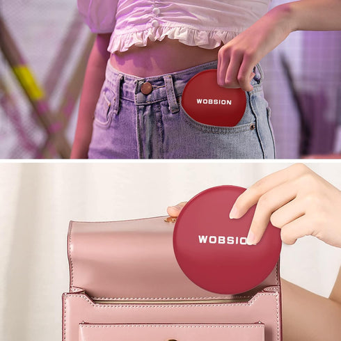 wobsion Travel Mirror with Light, 1x/10x Compact Magnifying Mirror, LED Small Makeup Mirror, 3.5in for Handbag