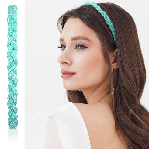 MTLEE 6 Pieces Beaded Headbands, Sparkly Crystal Hair Hoop Hairbands for Women Girls Kids