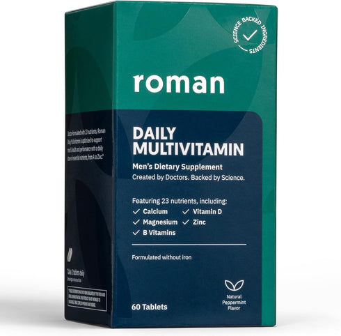 ROMAN Daily Multivitamin for Men, 30-Day Supply (60 Tablets) - Supports Physical Activity, Brain + Heart Health with 23