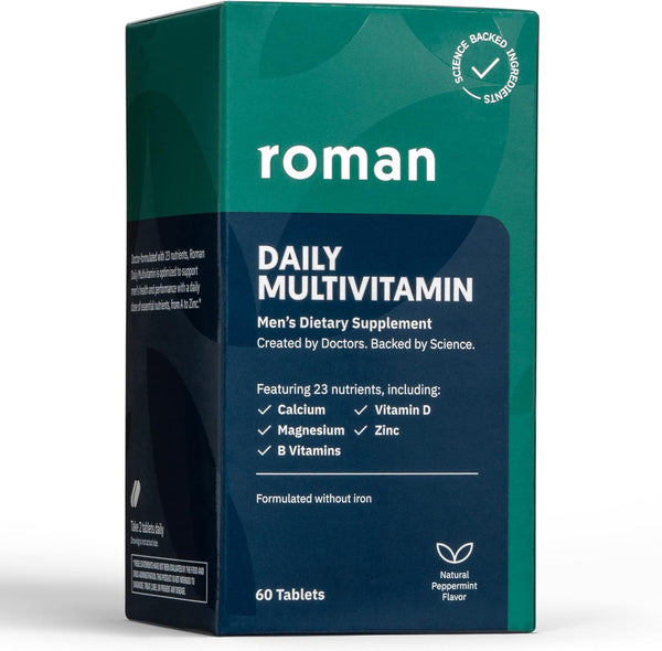 ROMAN Daily Multivitamin for Men, 30-Day Supply (60 Tablets) - Supports Physical Activity, Brain + Heart Health with 23