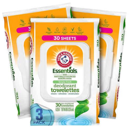 Arm and Hammer 3 Pack Face and Body Wipes for Adults -