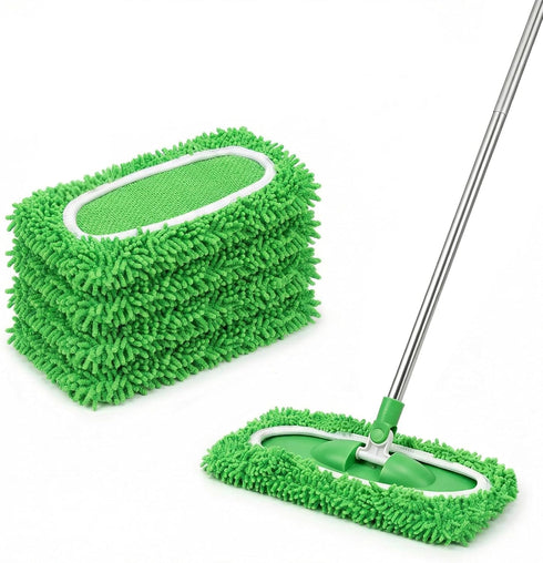 RAINFLOW 4PCS Microfiber Mop for Sweeper - Reusable Mop Pads Refill Sweeping Mopping