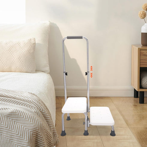 HOLMZCED Steel Step Stool with Adjustable Handle, 2 Steps Medical Foot Stool Heavy