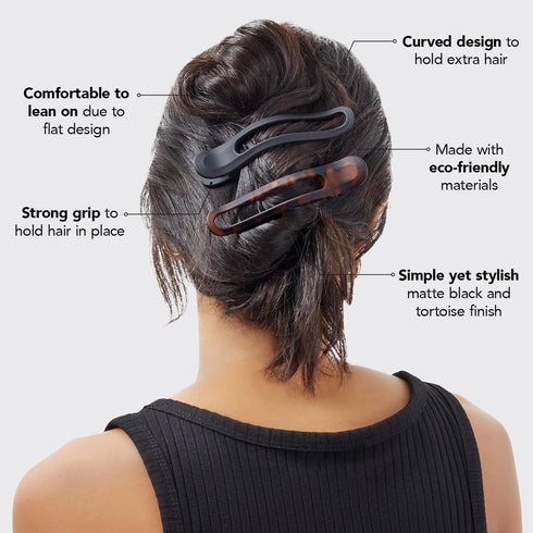 Kitsch Flat Hair Clips - 2pcs Big Flat Claw Clips for Women, Alligator Hair Clips for Thick & Thin Hair