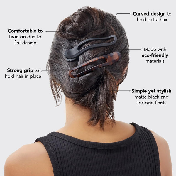 Kitsch Flat Hair Clips - 2pcs Big Flat Claw Clips for Women, Alligator Hair Clips for Thick & Thin Hair