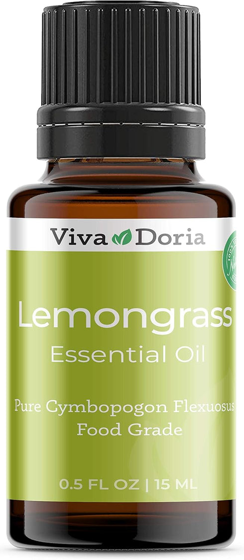 Viva Doria 100% Pure Lemongrass Essential Oil - Undiluted, Food Grade, 15 mL (0.5 Fluid Ounce)