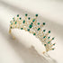 SWEETV Green Gold Tiara Crown - Crystal Hair Accessories for Women & Girls, Queen Crown for Quinceanera, Prom