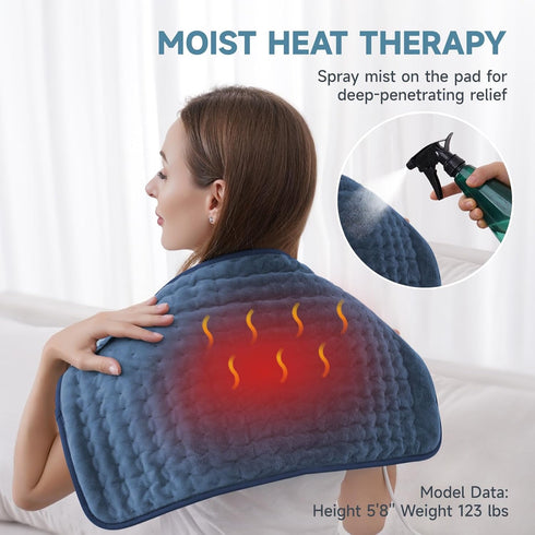 Heating Pad for Back Pain Relief, ZUODUN Electric Heating Pads with 6 Heat Levels, Auto Shut Off, Moist Heat Therapy,