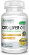 Burpless COD Liver Oil, 100 Softgels, Natural Source of Omega 3 Fatty Acids EPA & DHA, Vitamin A & D, Joint & Immune