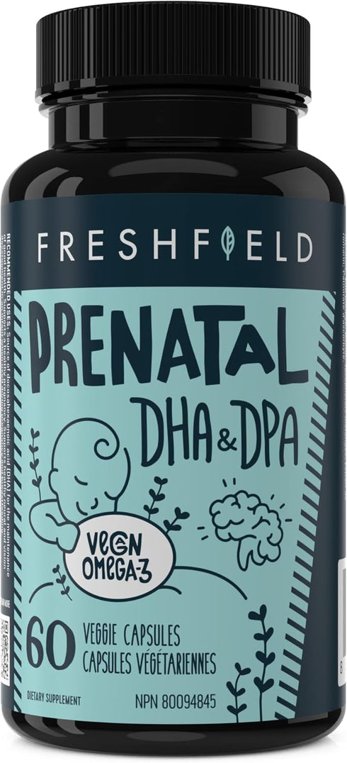 Freshfield Prenatal Omega 3 DHA Supplement - Vegan Algae Oil for Lactation & Brain Development, 60 Count