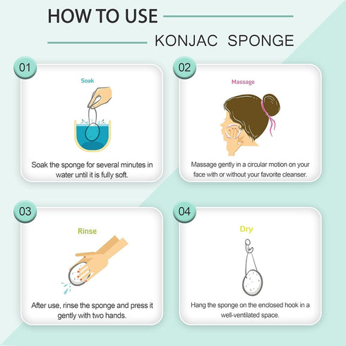 pureSOL Activated Charcoal Konjac Sponge, 100% Natural, Eco-Friendly Facial Sponge for Acne, Exfoliating