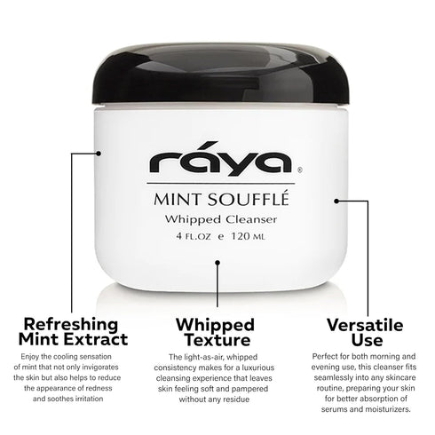 Raya Mint Soufflé Facial Cleanser - 4 oz - Face Wash for Sensitive Skin and Oil Skin
