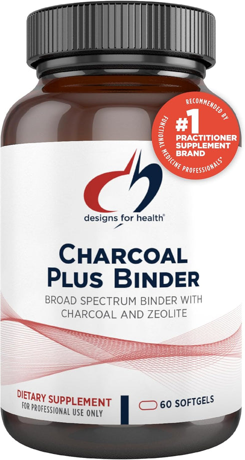 Designs for Health Charcoal Plus Binder - Toxin Binder with Activated Charcoal, Organic Chlorella for Full Body Detox