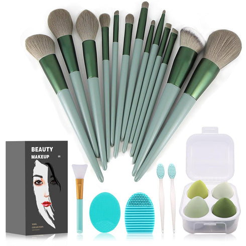 Koccido 22 Pcs Makeup Brushes Kit, Foundation and Eyeshadow Brush Set, Green