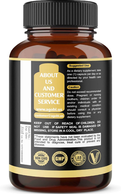 5in1 Premium Ashwagandha Capsules with Turmeric, Rhodiola Rosea, Ginger, Black Pepper - 180 Caps for 6 Months