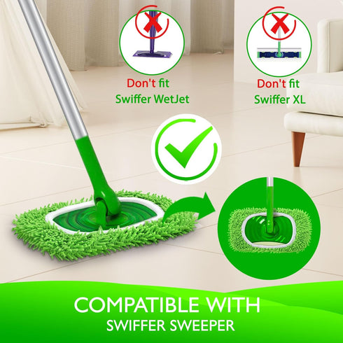 Reusable Microfiber Mop Pads Compatible with Swiffer Sweeper, 8 Pack Dry Sweeping & Wet Mopping Cloths