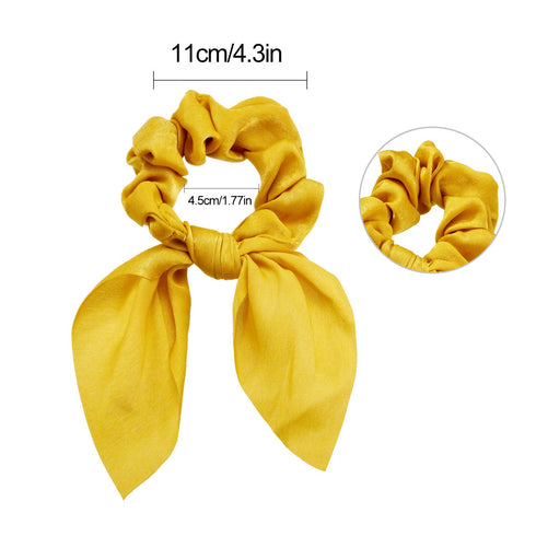 Yaomiao 12 Pieces Bow Hair Scrunchies, Bunny Ear Silk Bowknot Elastic Hair Ties for Women (Satin Silk)