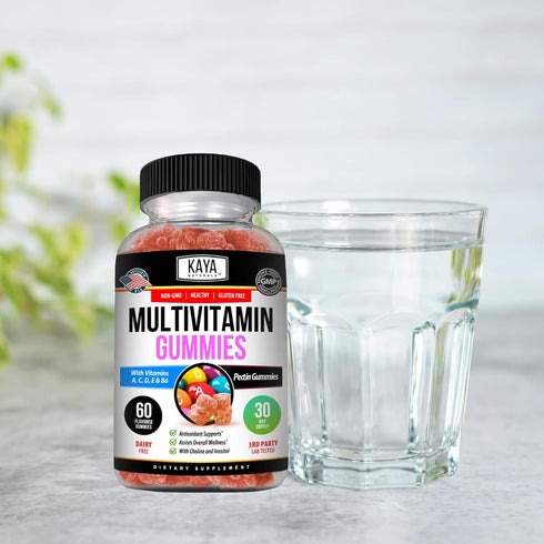 Gummy, B-12, Gummies 60 Gummies Kaya Naturals Adult Multi Vitamin Biotin, Vitamin A, C & E, Including Zinc &Vitamin