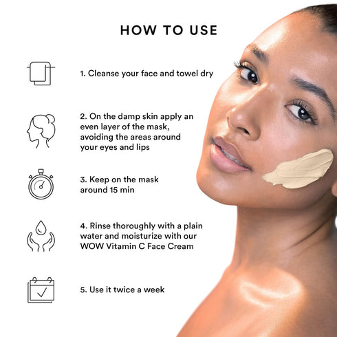 WOW Skin Science Vitamin C Clay Face Mask - Hydrating, Anti-aging, Brightening & Purifying Masque for All Skin Types -