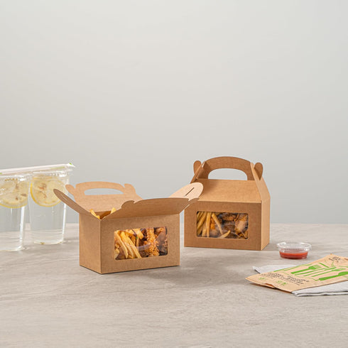 Bio Tek 6 x 3.5 x 3.5 Inch Gable Boxes for Party Favors, 25 Attractive Gift Boxes with Clear PET Window.