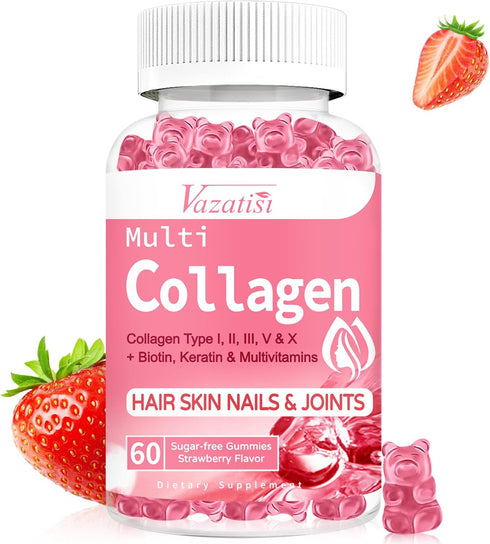 Sugar Free Collagen Gummies for Women Men, 2500mg Collagen with Biotin, Sea Moss, Vitamin C for Hair Skin Nails