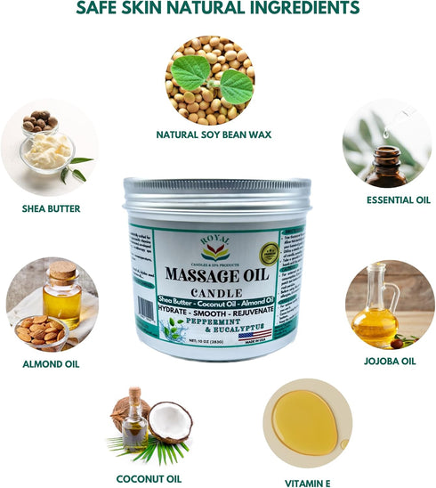 Royal Candles & Spa Products Massage Oil Candle (Peppermint & Eucalyptus)
