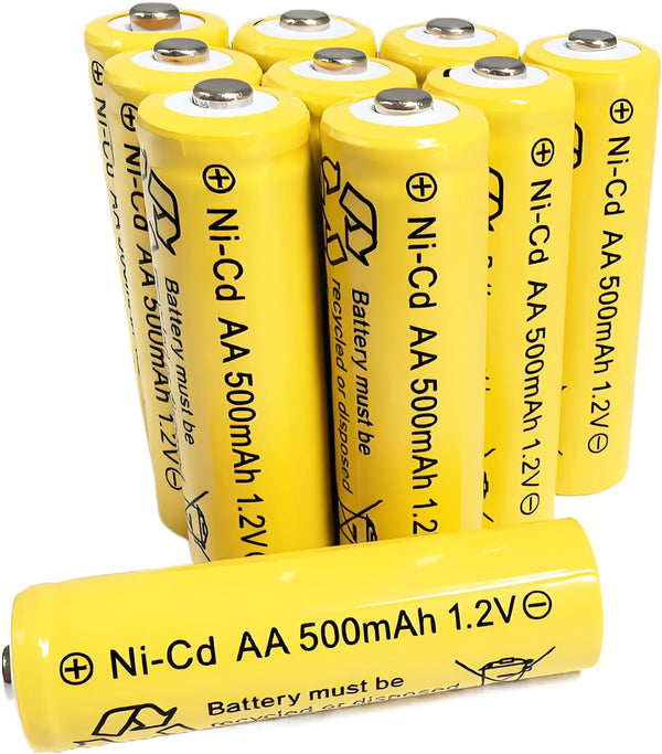 Zsolarigt 10 Pack Ni-Cd AA 500mAh Rechargeable Solar Light Batteries, 1.2V Double A