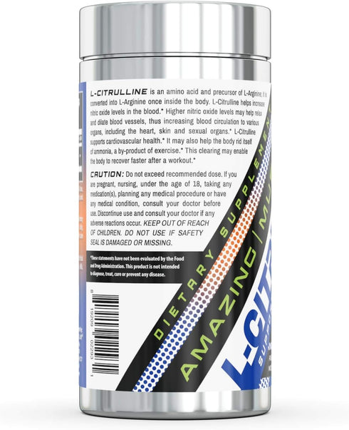 L-Citrulline - 750 Mg, 90 Capsules - Supports Protein Metabolism and Muscular Detoxification - Promotes Athletic