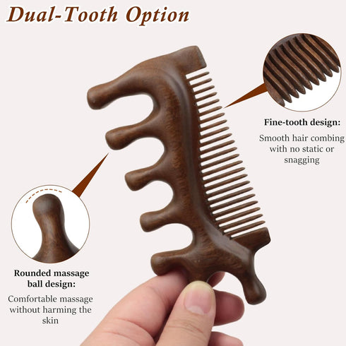 Zoolinn Natural Sandalwood Massage Comb Multi-Area Massage for Hair, Head, Face, Neck, and Body, Meridians Tool