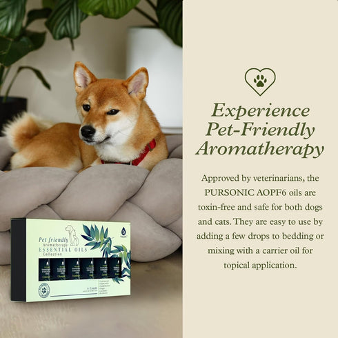 PURSONIC Pet Friendly Aromatherapy Essential Oils Collection, 6-Count - Safe for Dogs and Cats, Natural Relaxation