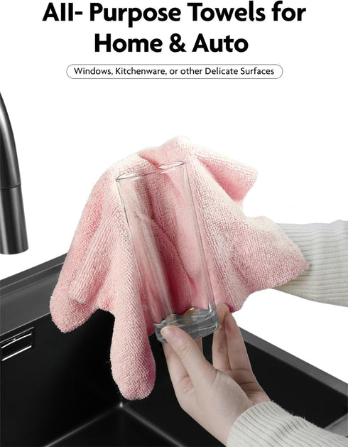Microfiber Cleaning Cloth Roll - 60 Pack, Tear Away Towels, 12" x 12", Reusable Washable Rags for Car, House