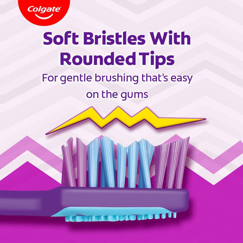 Pack 6) Colgate ZigZag Toothbrush for Deep Inter dental Clean with multi angle zig zag bristles (Medium